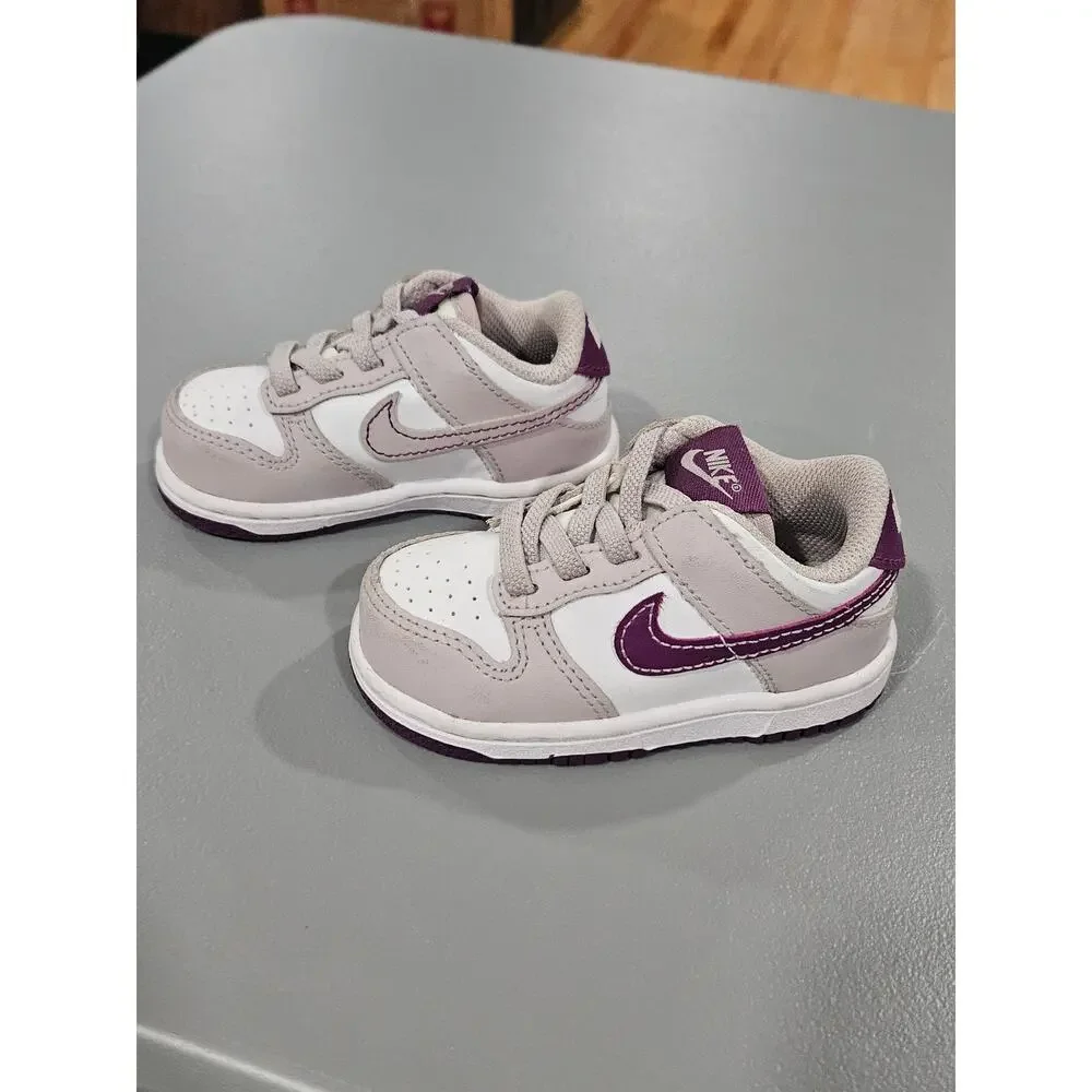 Nike Dunk Low TD Pink White Purple Toddler 5C Velcro Strap